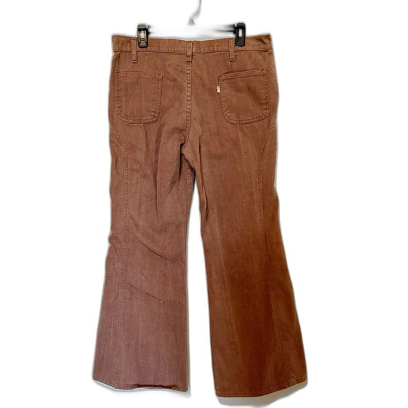 Vintage 80s Levis Pants Womens Mens 34 Tan Bell Bottom Jeans Retro See Photos Sz - Picture 2 of 10